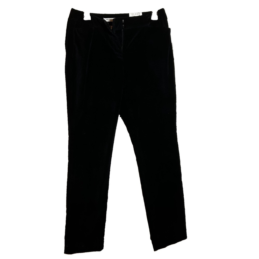 Liz Claiborne Black Velvety Modern Deco  Ankle Pants Women 6 Petite Stretch NWT